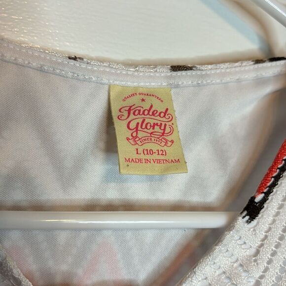 Faded Glory Girl’s Orange and White Chevron Printed Hi Lo Dress L 10-12 - Picture 5 of 6